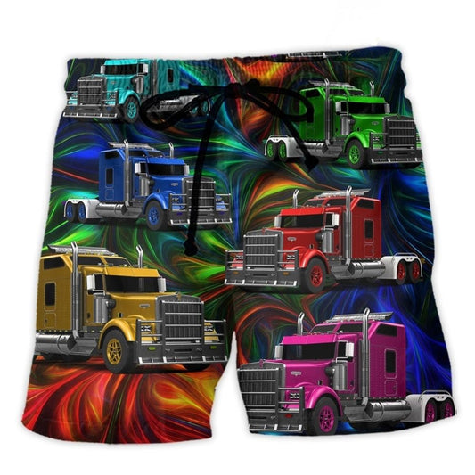 Truck Colorful Life Adventure Beach Shorts Design View For Summer Events And Coastal Getaways