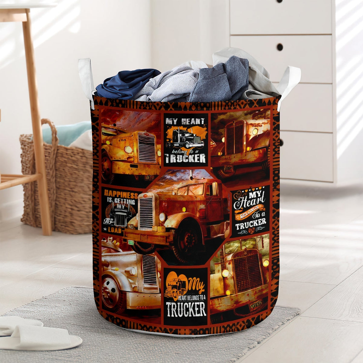 My Heart Belongs To A Truck Laundry Basket For Bathroom Bedroom Storage
