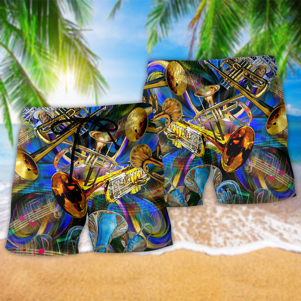 Trumpet Music When Words Fail Trumpet Speaks Beach Shorts For Musicians And Outdoor Comfort