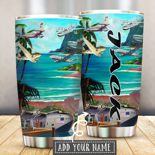 Airplane To Hawaii Personalized 20 Oz Tumbler For Coffee Travel And Daily Drinks