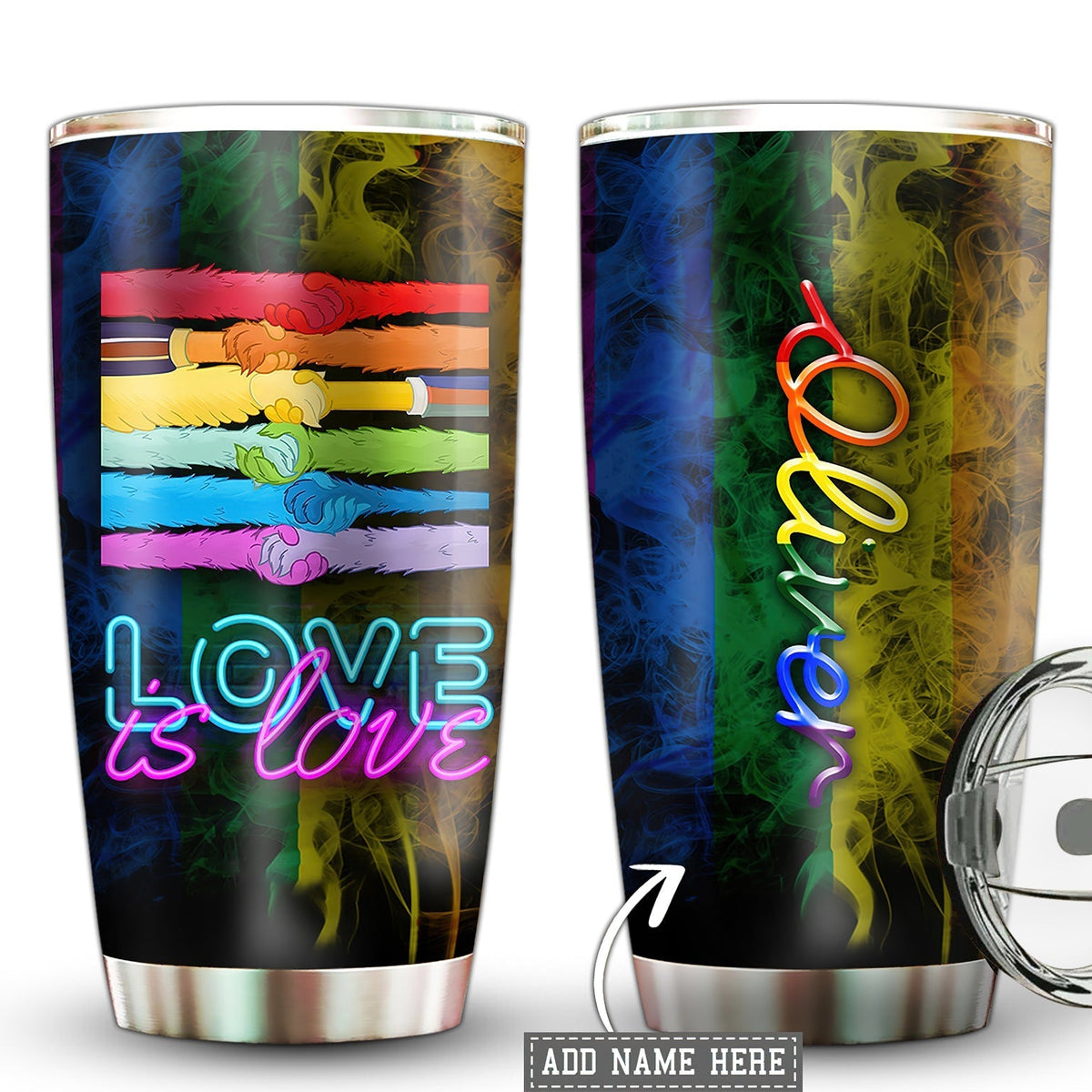LGBT Love Is Love Colorful Personalized 20 Oz Tumbler For Coffee Travel And Daily Drinks