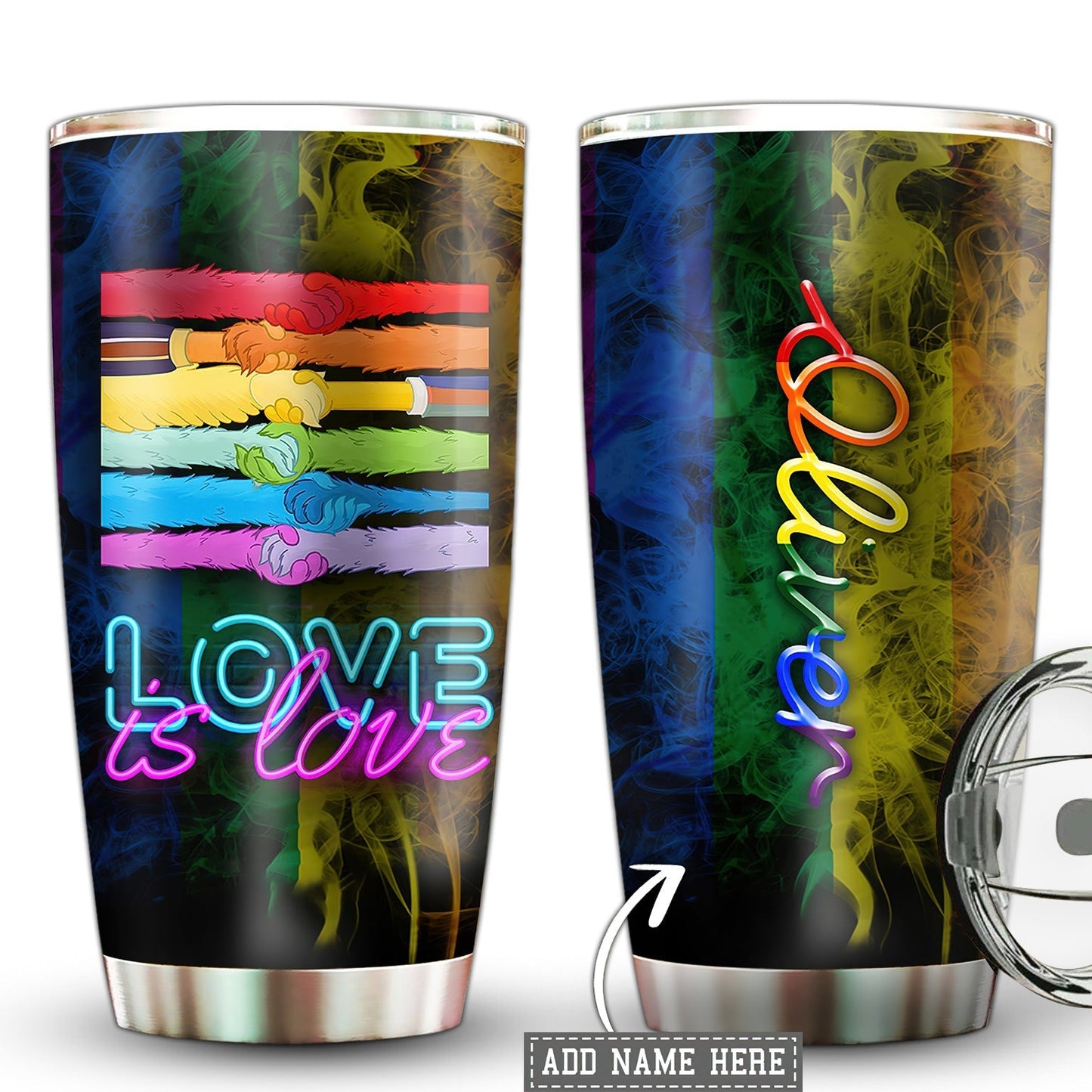 LGBT Love Is Love Colorful Personalized 20 Oz Tumbler For Coffee Travel And Daily Drinks