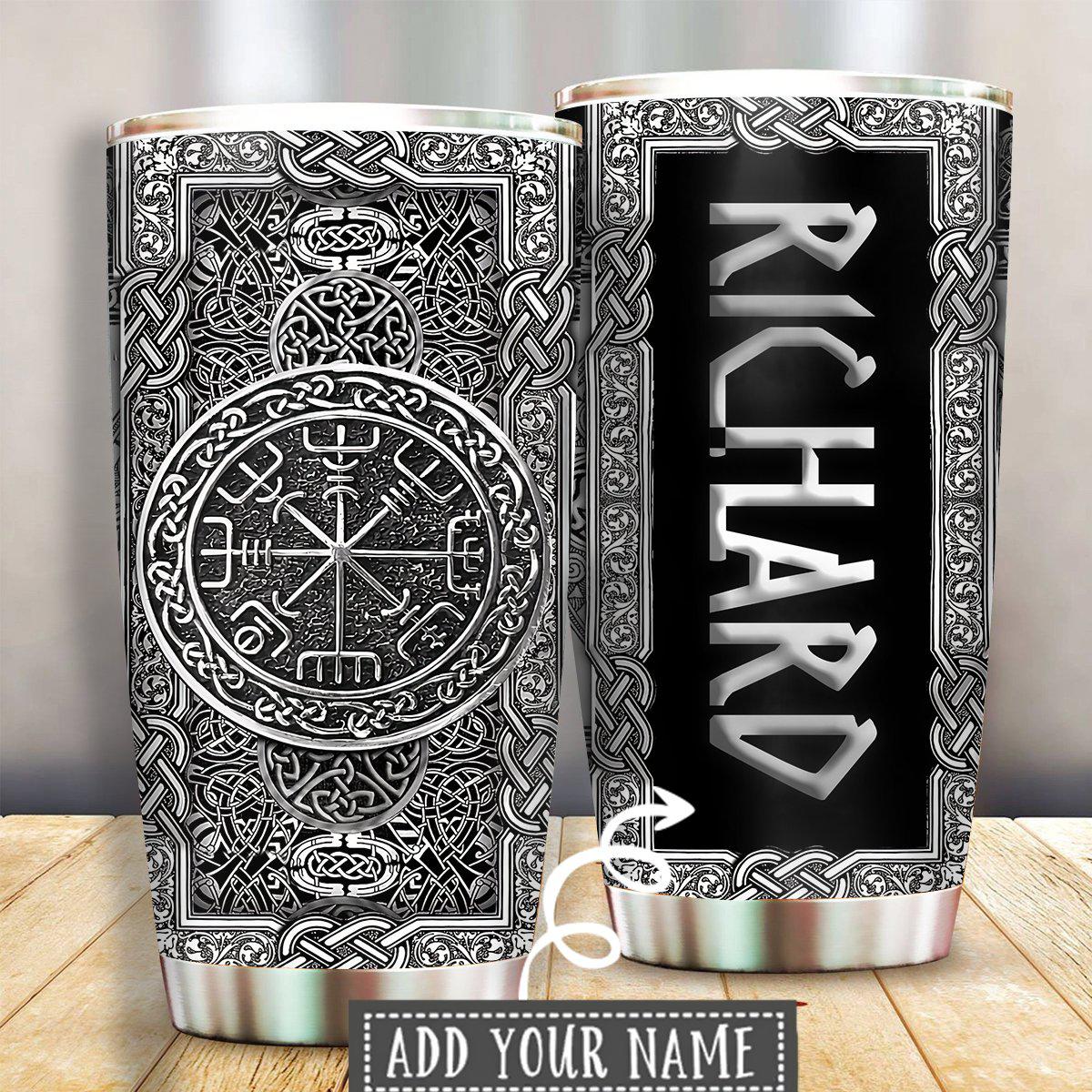 Viking Sign Silver Personalized 20 Oz Tumbler For Coffee Travel And Daily Drinks