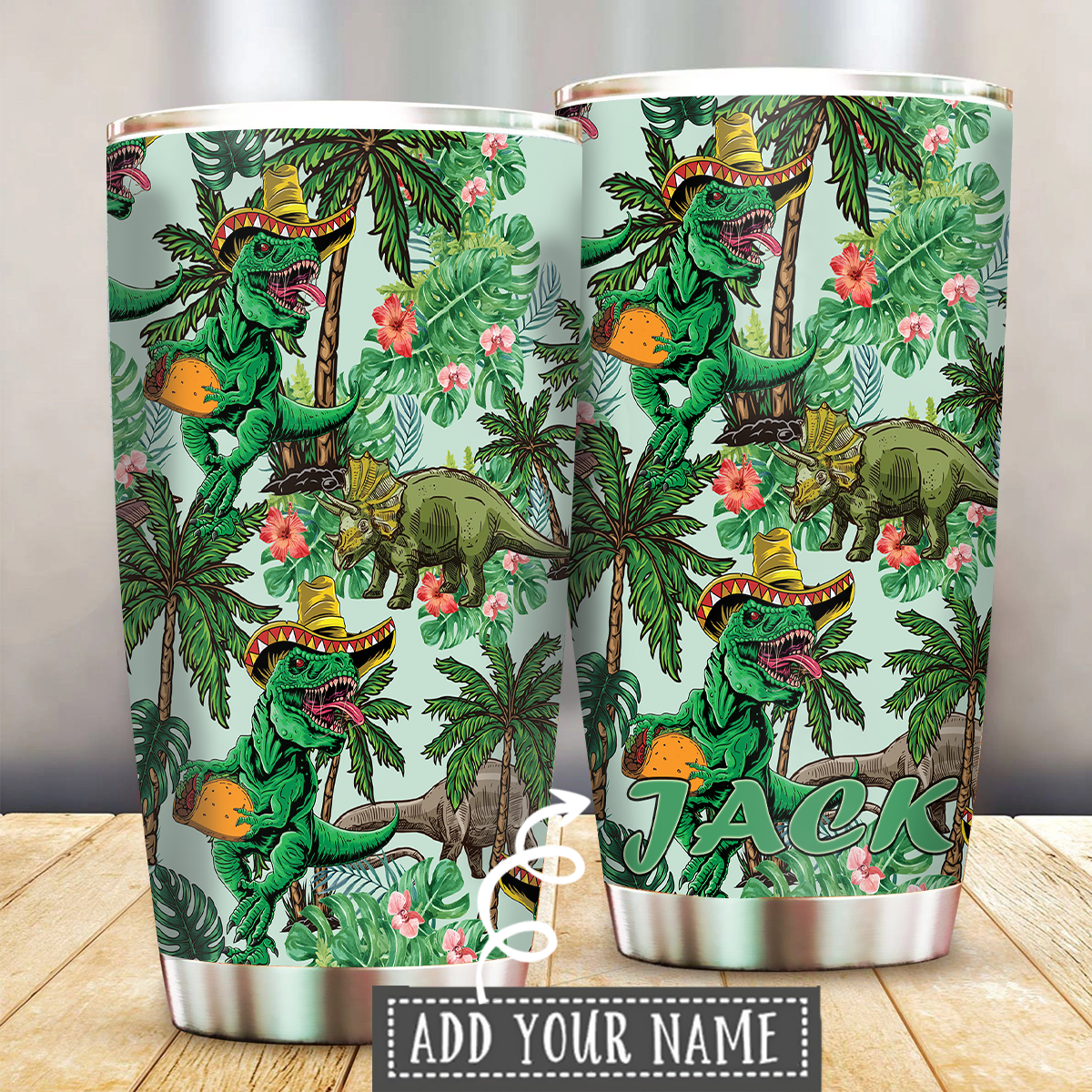 Dinosaurs Funny Personalized 20 Oz Tumbler For Coffee Travel And Daily Drinks