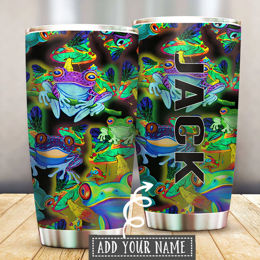 Frog Loves Mushroom Personalized 20 Oz Tumbler For Coffee Travel And Daily Drinks