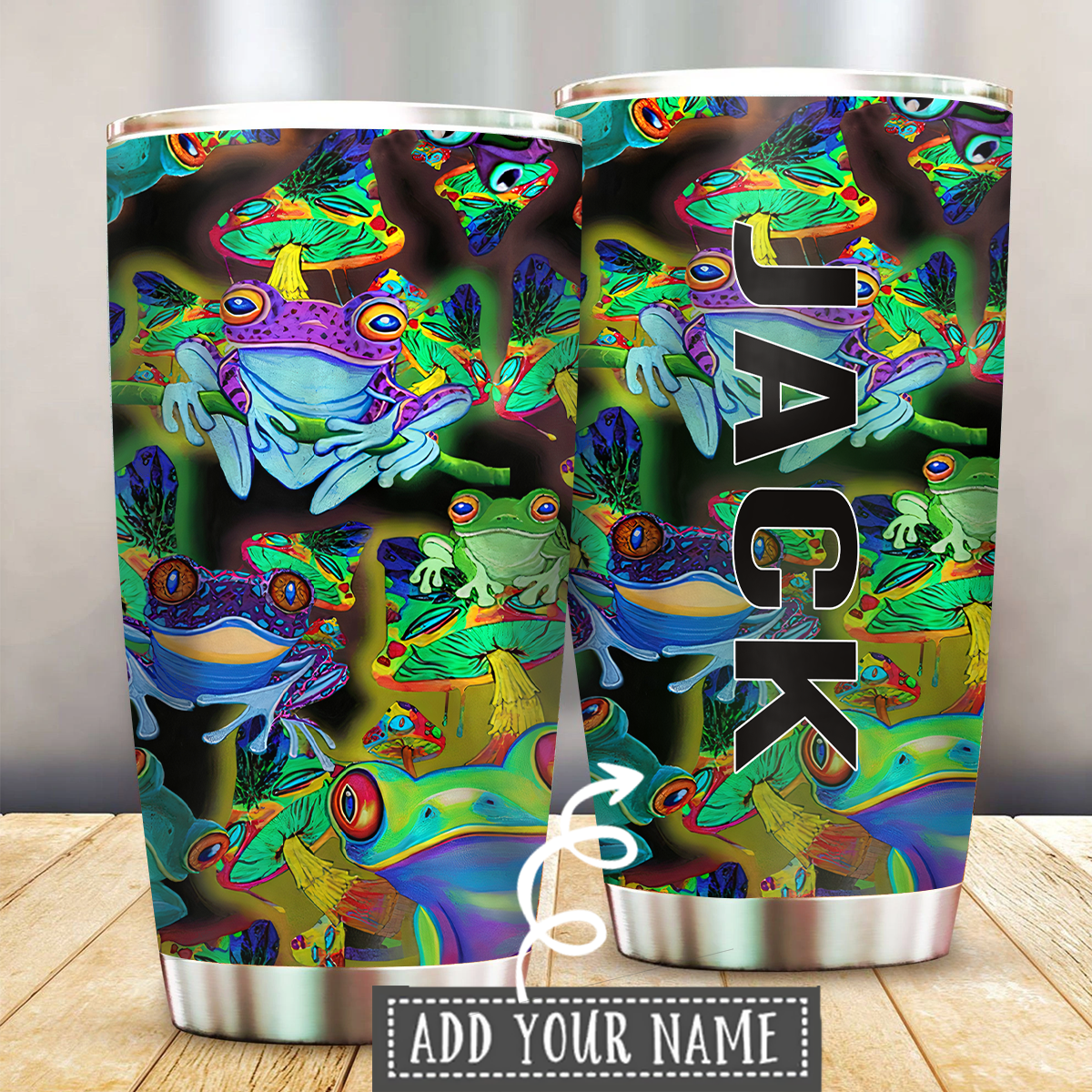 Frog Loves Mushroom Personalized 20 Oz Tumbler For Coffee Travel And Daily Drinks