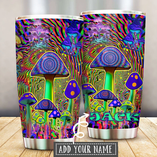 Hippie Mushroom Color Personalized 20 Oz Tumbler For Coffee Travel And Daily Drinks