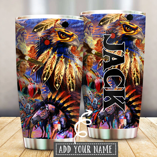 Native Eagle Personalized 20 Oz Tumbler For Coffee Travel And Daily Drinks