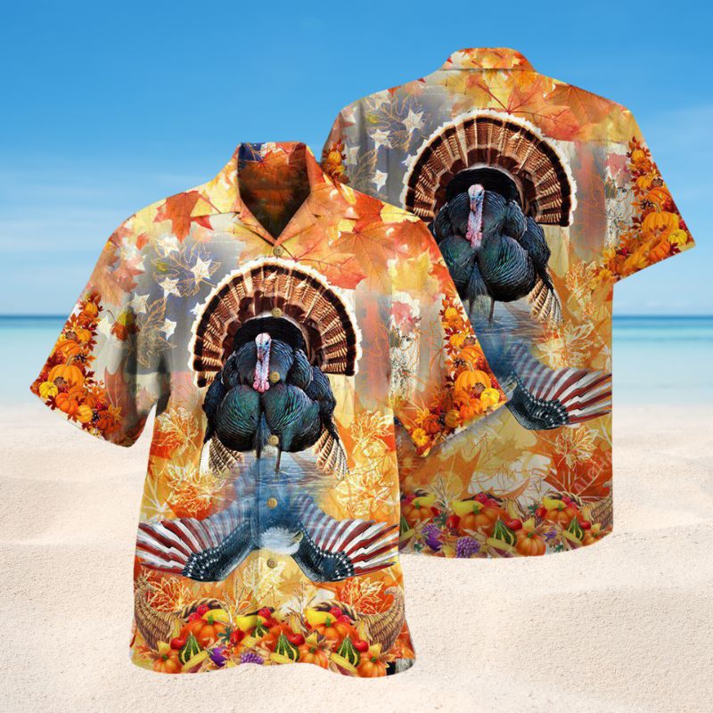 Turkey Love Autumn Love America Hawaiian Shirt For Summer Vacation Beach Travel And Relaxed Casual Wear