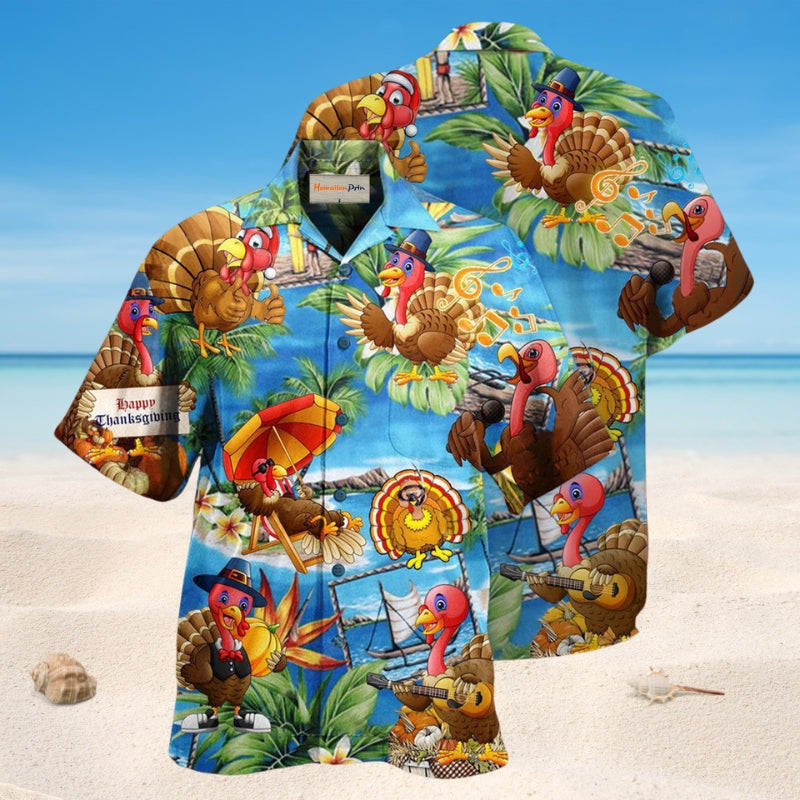 Turkey Thanksgiving Hawaiian Shirt For Resort Trips, Coastal Parties, And Warm Weather Style
