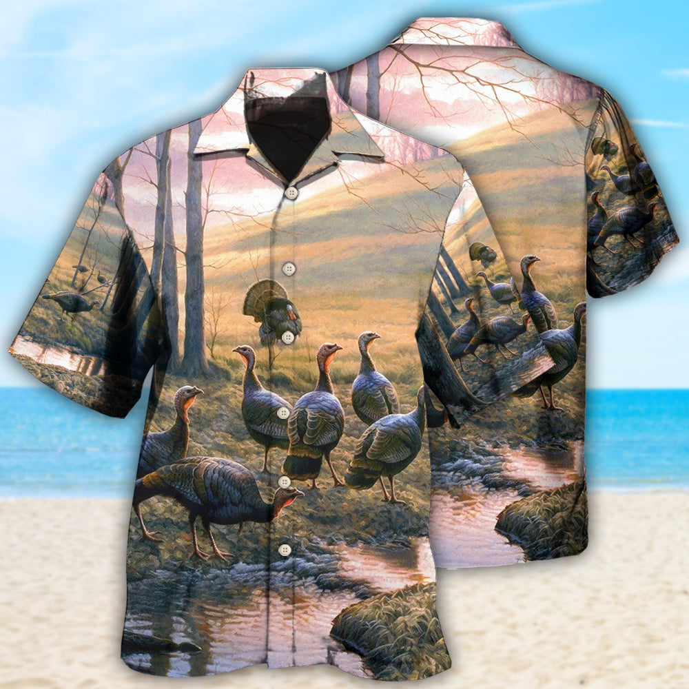 Creative Elegant Turkey Wildlife Hawaiian Shirt For Coastal Travel, Casual Events, And Comfortable Summer Wear
