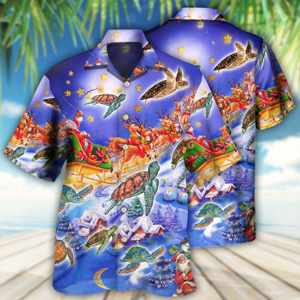 Neon Turtle Light Christmas Happiness Hawaiian Shirt For Summer Vacation And Beach Travel