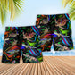 Turtle Amazing Flash Neon Hawaiian Print Beach Shorts For Resort Trips And Poolside Style
