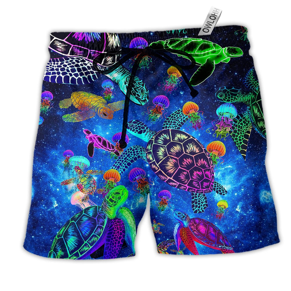 Turtle Amazing Sea Glowing Hawaiian Print Beach Shorts For Tropical Coastal Getaways
