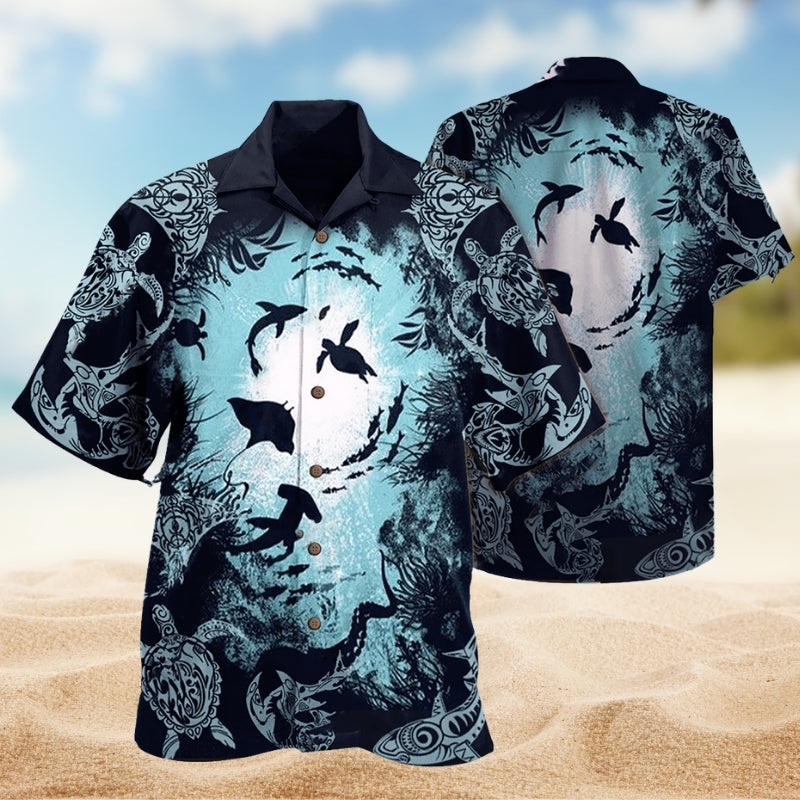 Turtle Aquarium Hawaiian Shirt For Resort Trips, Coastal Parties, And Warm Weather Style