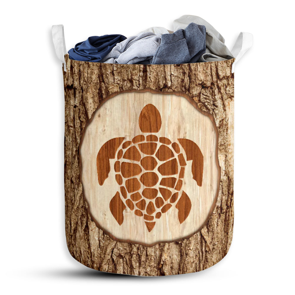Turtle Bark Wood Style Laundry Basket For Bathroom Bedroom Storage