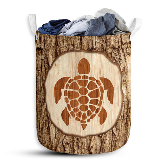 Turtle Bark Wood Style Laundry Basket For Bathroom Bedroom Storage