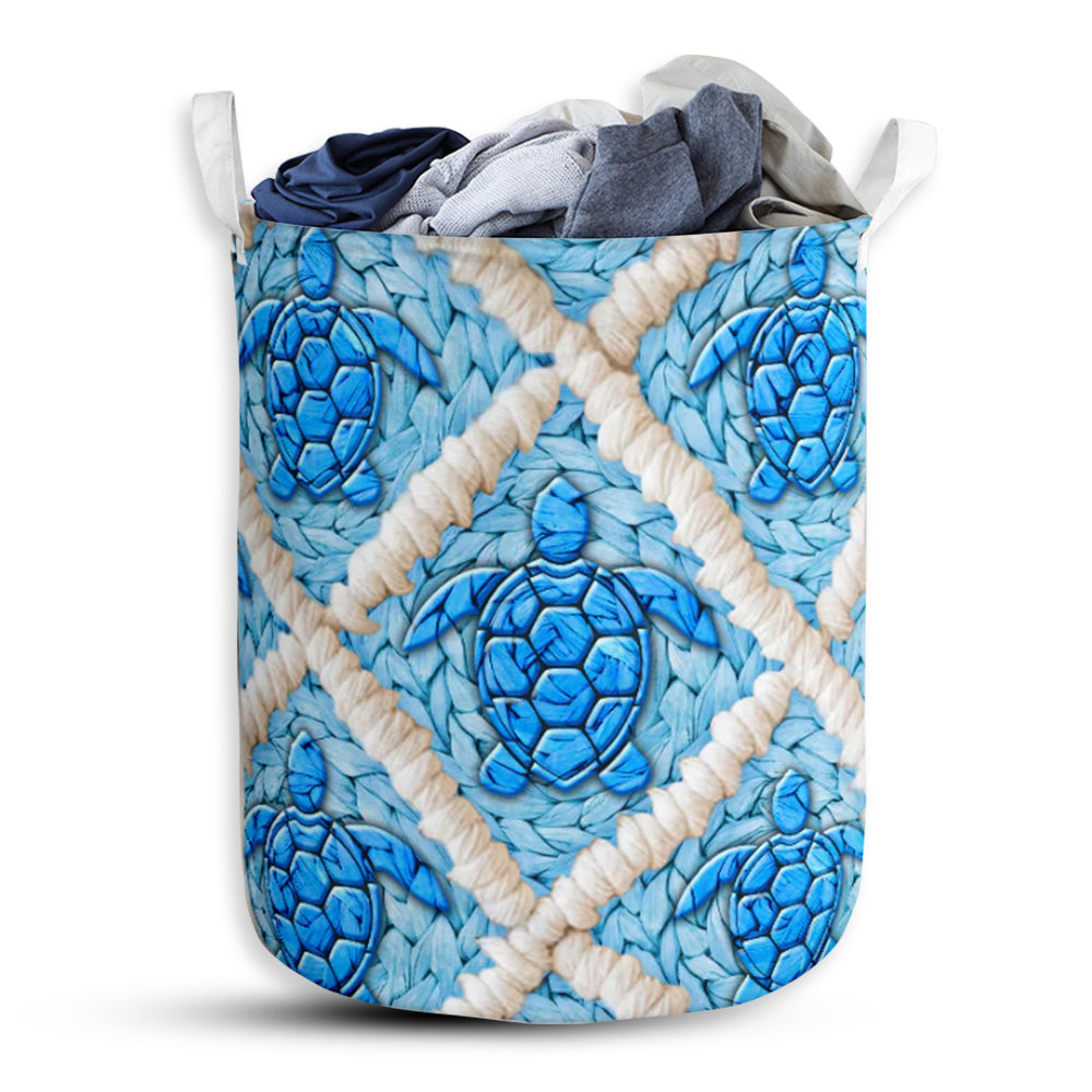 Turtle Ceramic Blue Style Laundry Basket For Bathroom Bedroom Storage
