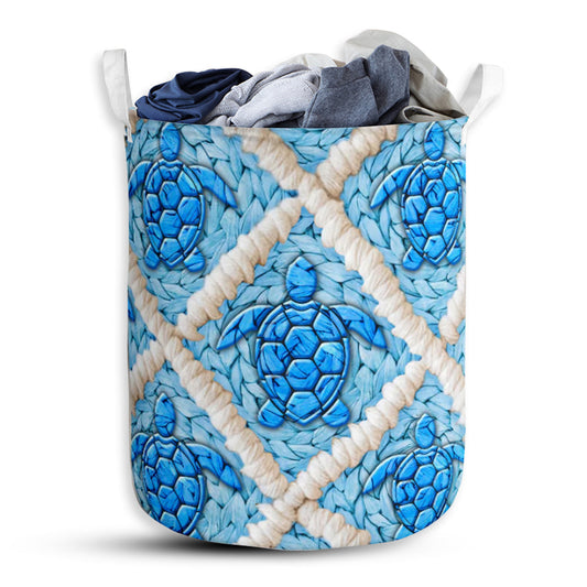 Turtle Ceramic Blue Style Laundry Basket For Bathroom Bedroom Storage