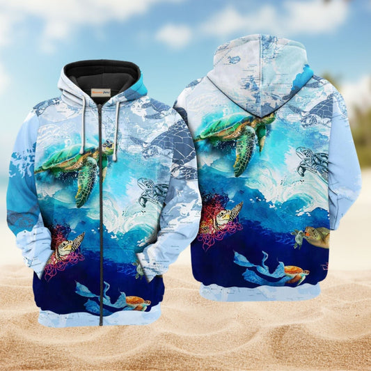Turtle Ocean Flow Hoodie For Beach Lovers Outdoor Activities And Thoughtful Gifts