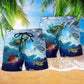 Turtle Go With The Flow Hawaiian Print Beach Shorts For Marine Inspired Outdoor Wear