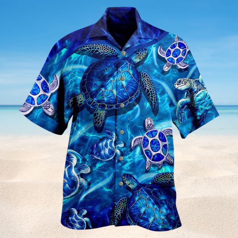 Turtle Go With The Flow Hawaiian Shirt For Resort Travel Summer Events And Thoughtful Casual Gifting