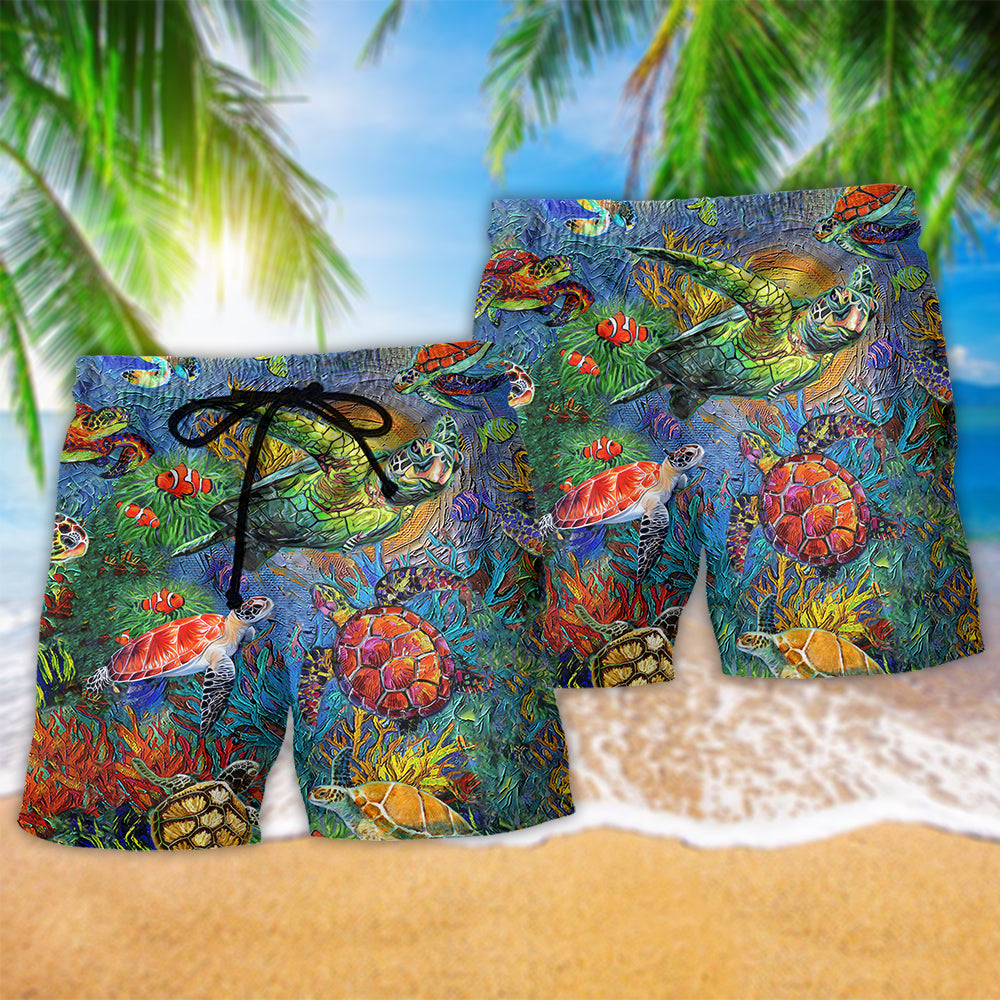 Turtle Turtley Ocean Beach Shorts Pattern Detail For Coastal Travel And Memorable Gift Ideas