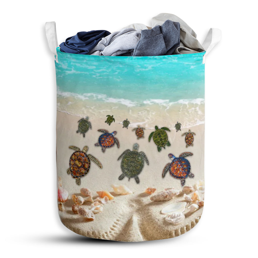 Turtle In The Sea Laundry Basket For Bathroom Bedroom Storage