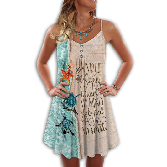 Into The Ocean Turtle Love – Women's Summer Sleeveless V-Neck Camisole Dress