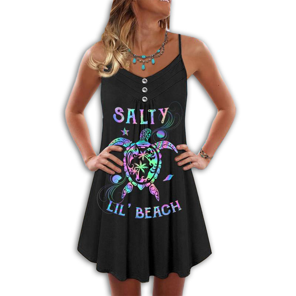 Turtle Is Beach Soul Saly Lil Beach V-Neck Sleeveless Cami Dress For Island Holidays And Thoughtful Gifting
