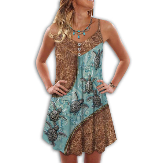 Turtle Beach Soul Ocean Love – Women's Summer Sleeveless V-Neck Camisole Dress