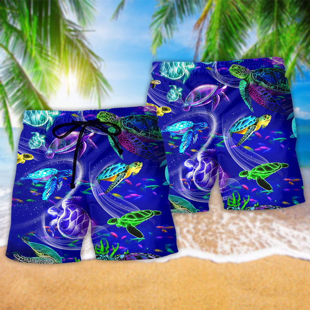 Sea Turtle Beach Shorts Pattern Detail For Sunny Day Activities And Bright Summer Outfits