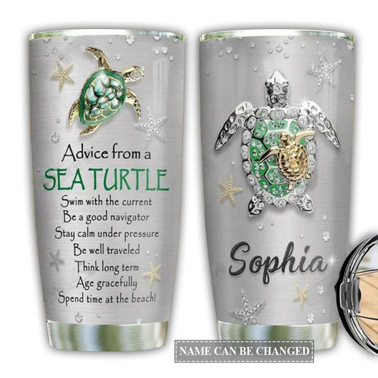 Turtle Love Beach With Sign Personalized 20 Oz Tumbler For Coffee Travel And Daily Drinks