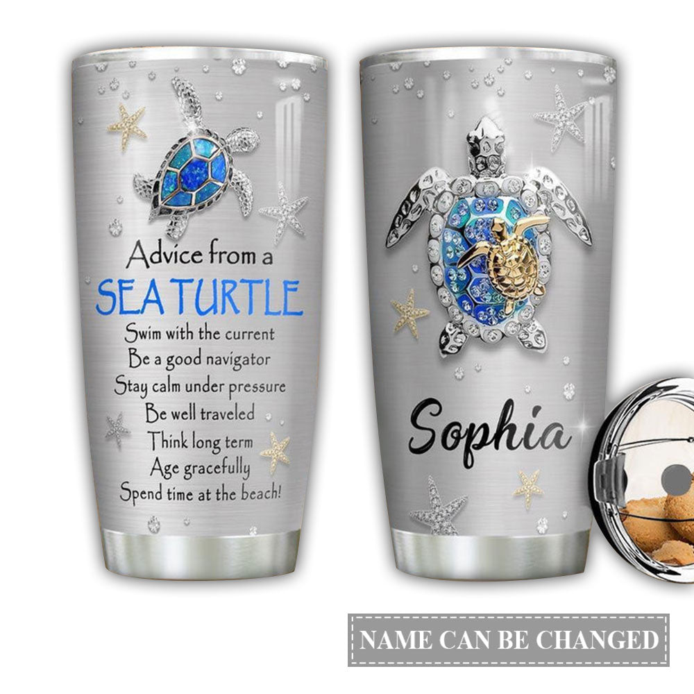 Turtle Love Beach Personalized 20 Oz Tumbler For Coffee Travel And Daily Drinks