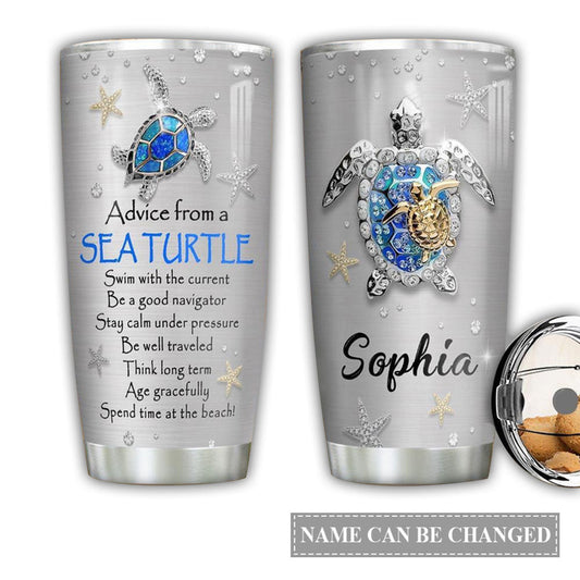 Turtle Love Beach Personalized 20 Oz Tumbler For Coffee Travel And Daily Drinks