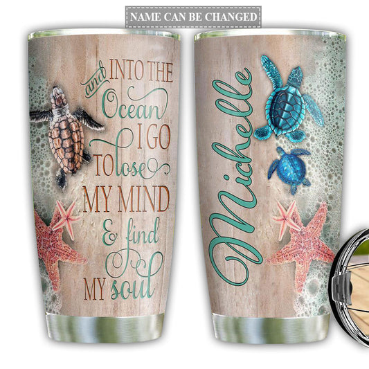 Turtle Love Ocean With Sand Personalized 20 Oz Tumbler For Coffee Travel And Daily Drinks
