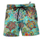 Turtle Love Swimming And Love Ocean Hawaiian Beach Shorts For Tropical Coastal Getaways