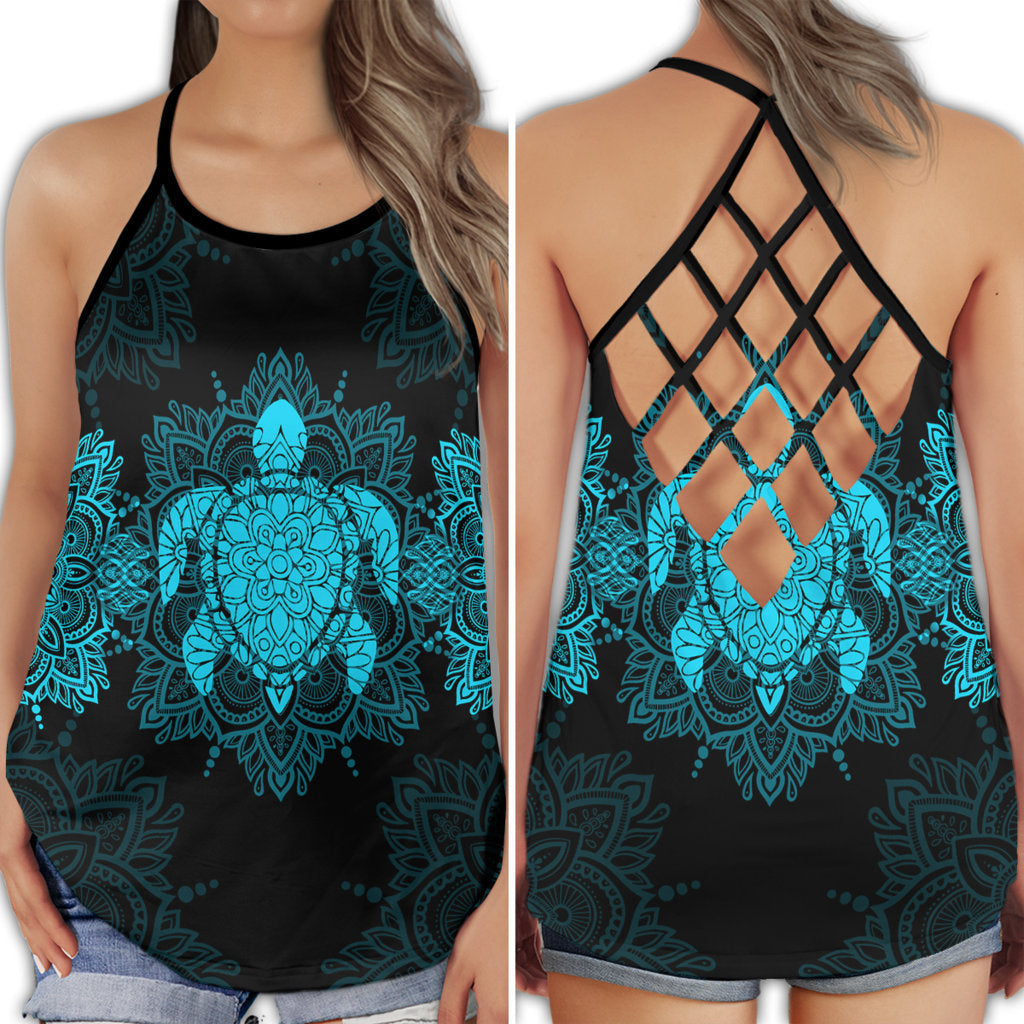 Turtle Beach Ocean Lover Hollow Tank Top For Beach Vacations And Casual Wear