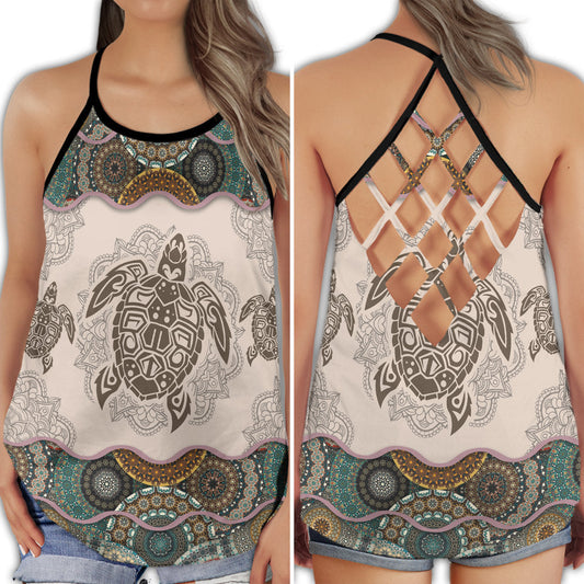 Turtle Beach Ocean Wave Hollow Tank Top For Beach Vacations And Casual Wear