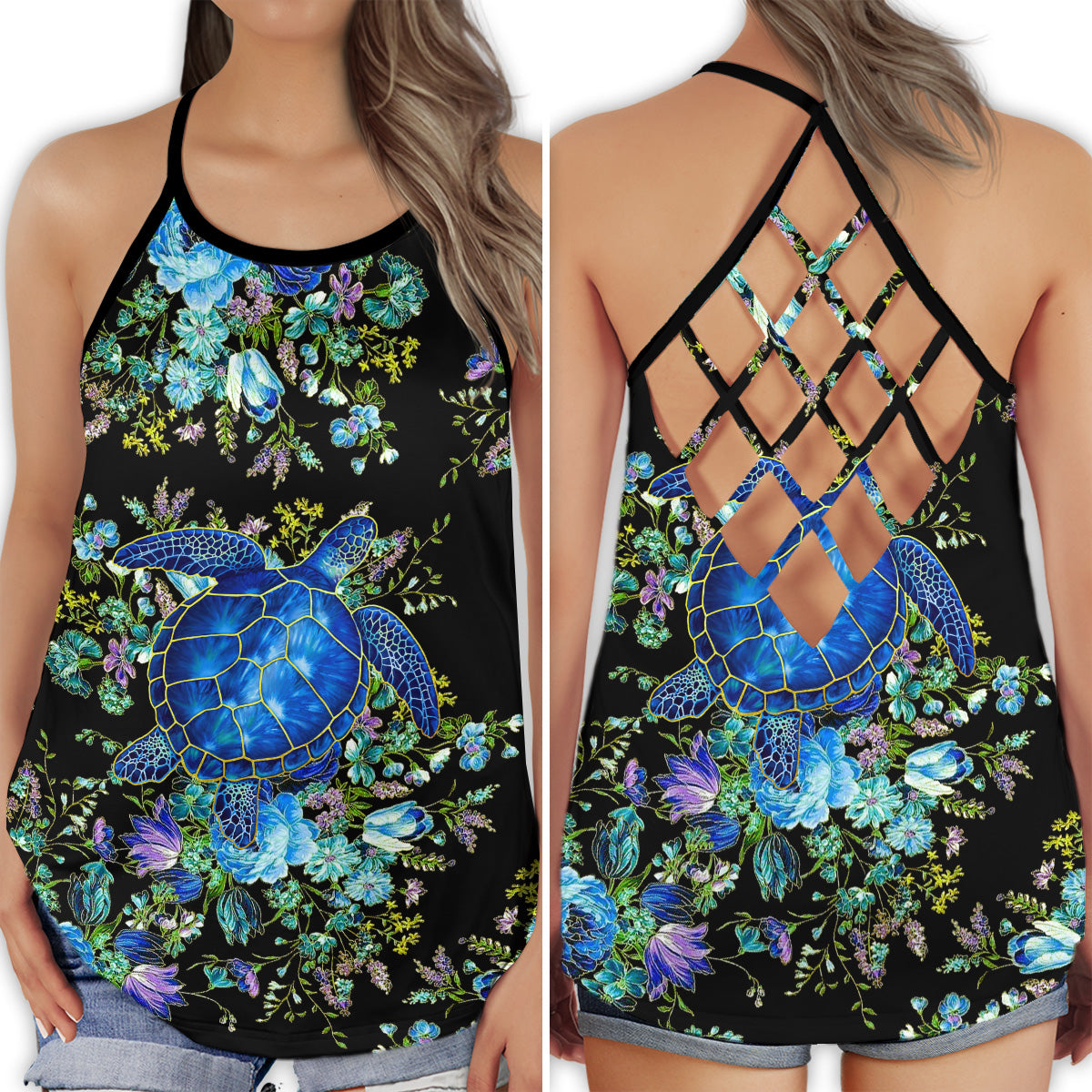 Turtle Beach Ocean Lover Hollow Tank Top For Resort Trips And Relaxed Style