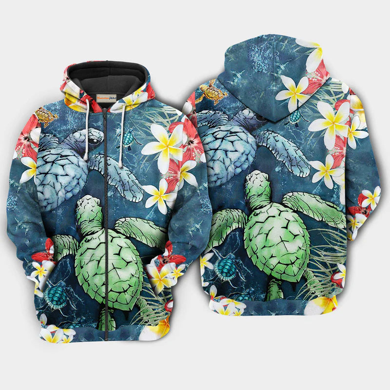 Turtle Loves Flowers Hoodie For Sea Enthusiasts Vacation Style And Comfortable Layering