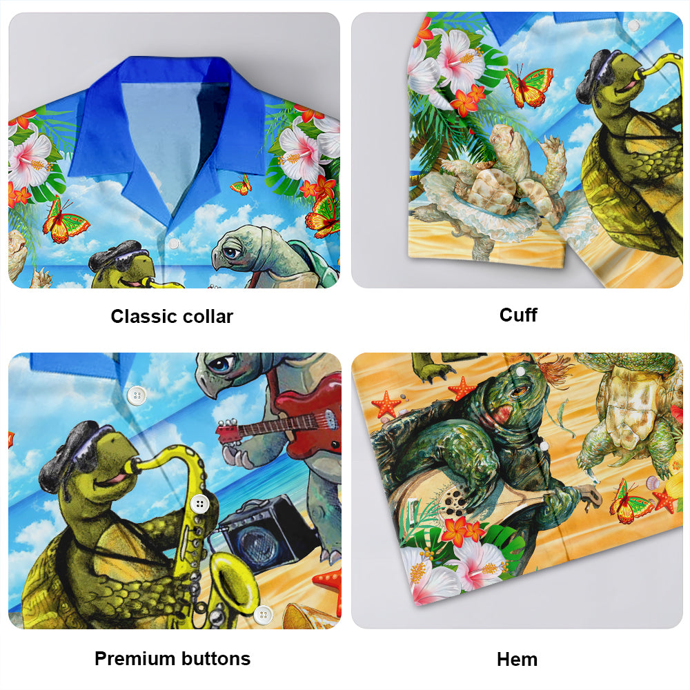 Turtle Music Everyday Hawaiian Shirt For Summer Vacation, Beach Travel, And Relaxed Casual Everyday Wear