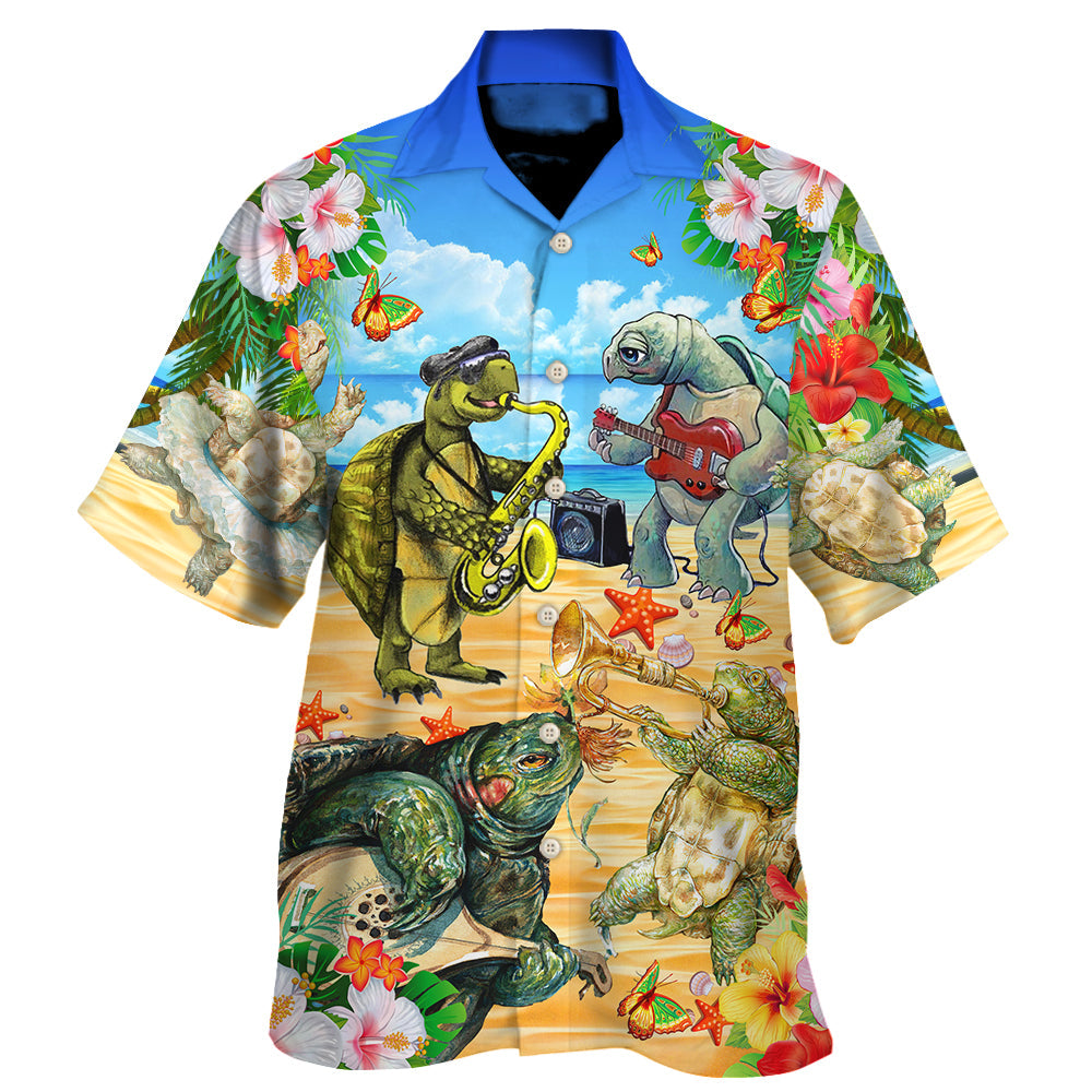 Turtle Music Everyday Hawaiian Shirt For Summer Vacation, Beach Travel, And Relaxed Casual Everyday Wear