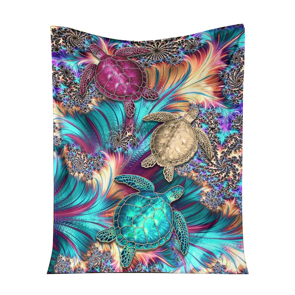 Turtle Magic Flannel Blanket For Cozy Bedroom Sofa Decor