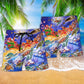 Christmas Neon Turtle Beach Shorts Pattern Detail For Casual Outings And Leisure And Relaxation