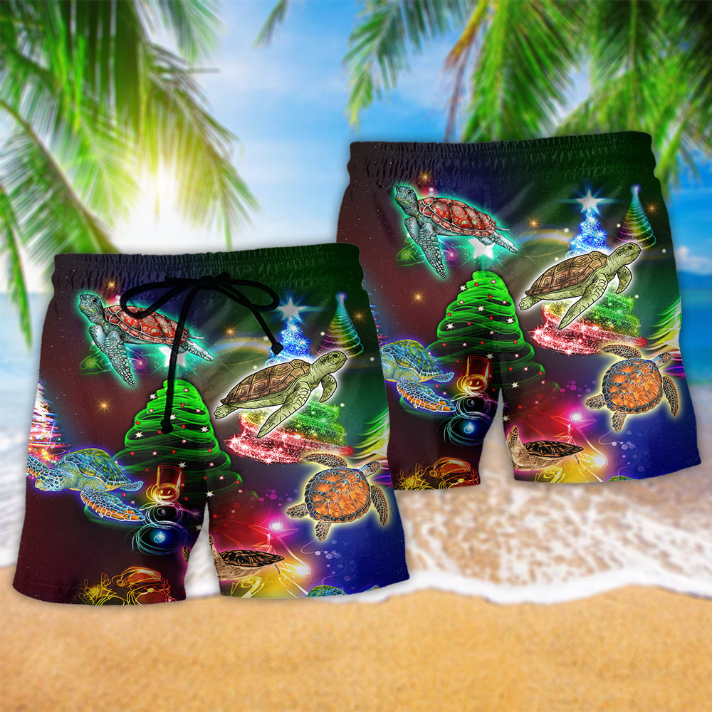 Neon Turtle Holiday Color Glow Beach Shorts For Sunny Holidays And Comfortable Daily Styling