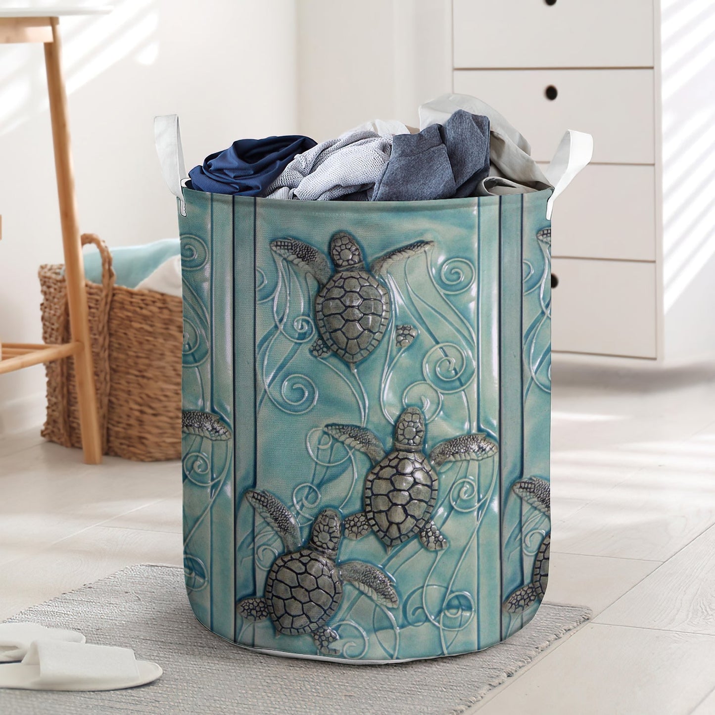 Turtle Ocean Coming Laundry Basket For Bathroom Bedroom Storage