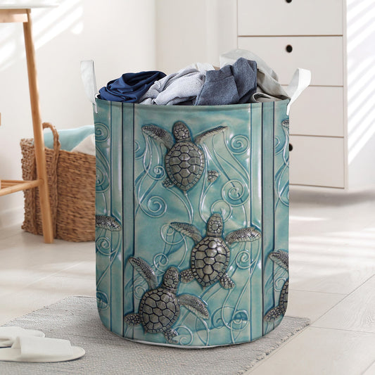Turtle Ocean Coming Laundry Basket For Bathroom Bedroom Storage