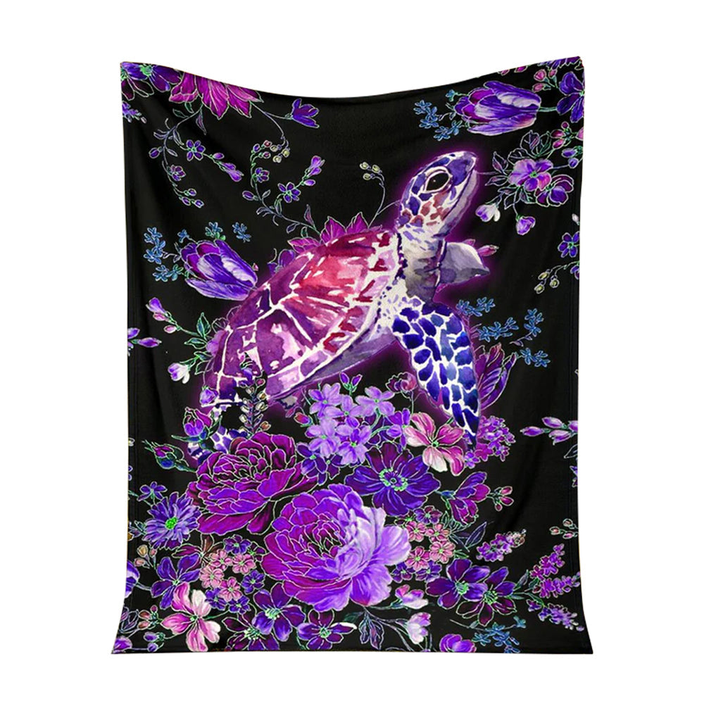 Turtle Purple Turtle Flannel Blanket For Cozy Bedroom Sofa Decor