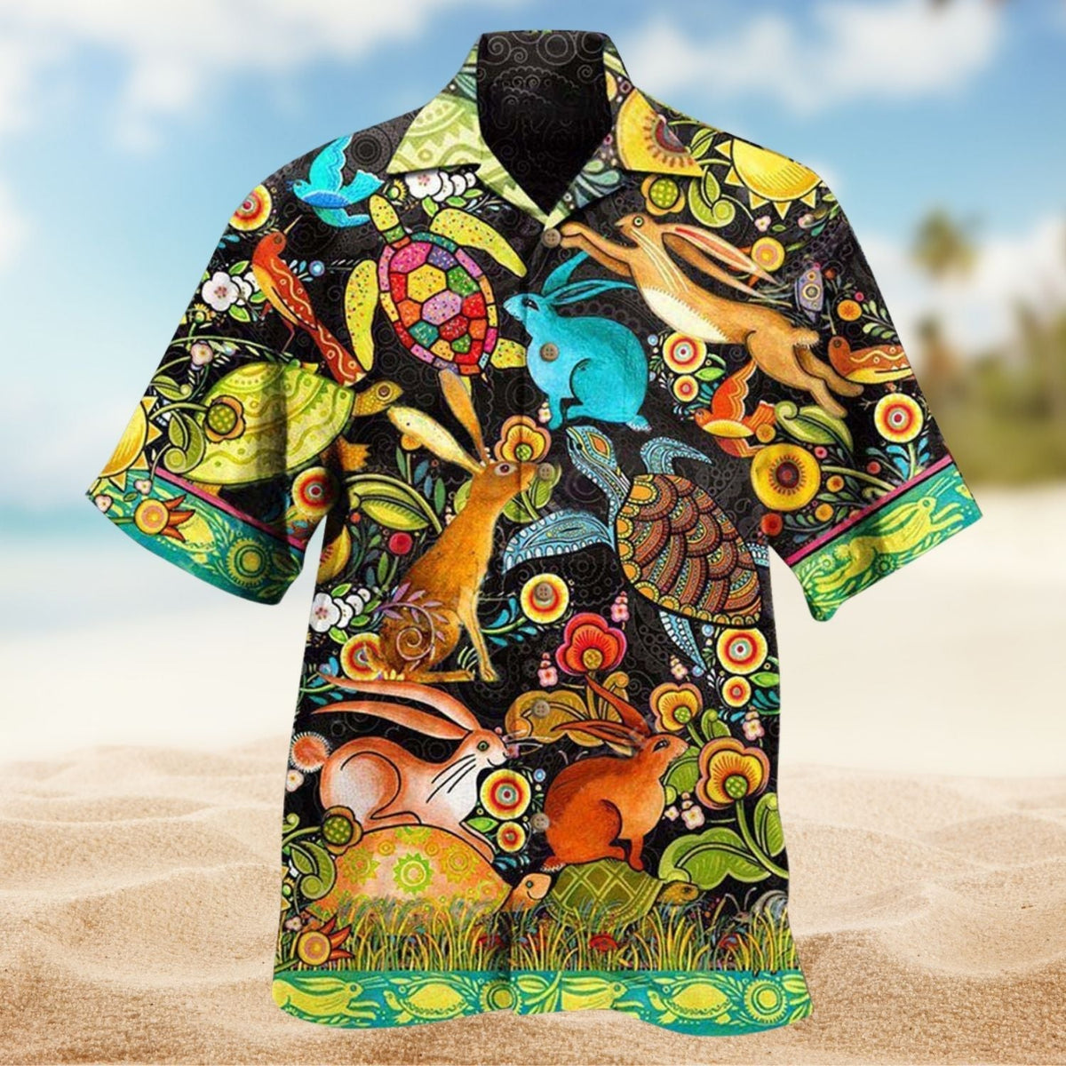Turtle Rabbit Steady Race Hawaiian Shirt For Tropical Holidays, Outdoor Gatherings, And Everyday Comfort